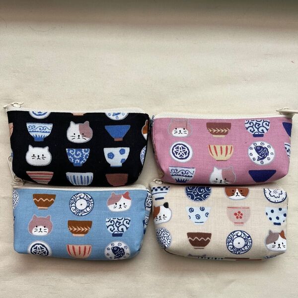 ミニミニポーチ《ねこちゃんの陶器コレクション》アソート4色セット