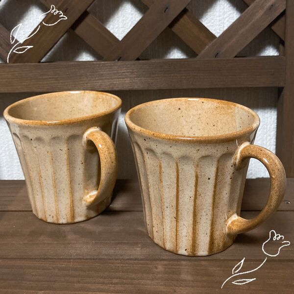 美濃焼 MINOソギ しのぎ 窯変 マグカップ ブラウン 2個 カフェ雑貨 ティーカップ