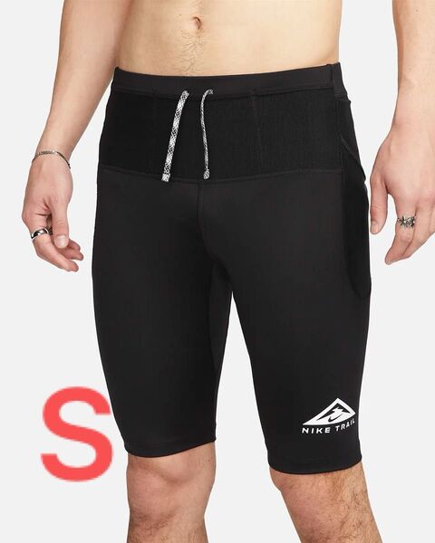 Nike トレイル ハーフ タイツ S トレラン ランニング マラソン ポケット ラバ ループス ブラック 新品 Sサイズ