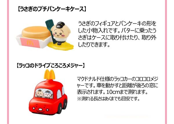 ちいかわ マックドナルド ハッピーセット ラッコのドライブころころメジャー うさぎのプチパンケーキケース