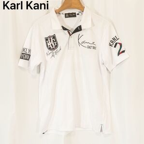 ☆美品☆ Karl Kani GOLF カールカナイ メンズ ゴルフウェア ポロシャツ 刺繍 エンブレム ロゴ Lサイズ