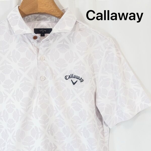☆極美品☆ Callaway キャロウェイ 半袖 ポロシャツ L 総柄 ゴルフウェア メンズ