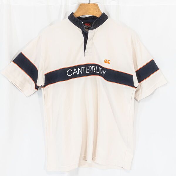 ☆美品☆ 90s canterbury カンタベリーオブニュージーランド ラガーシャツ ポロシャツ 半袖 ロゴ刺繍 Lサイズ