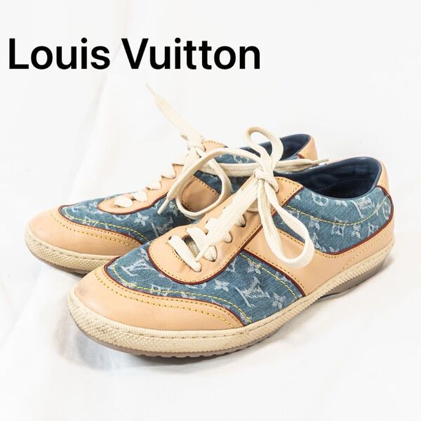 Louis Vuitton ルイヴィトン デニム スニーカー モノグラム 37 24cm レディース レザー