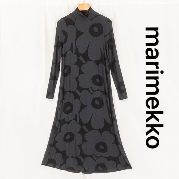 ☆美品☆ marimekko マリメッコ 長袖ロングワンピース ウニッコ柄 マキシ丈 レーヨン