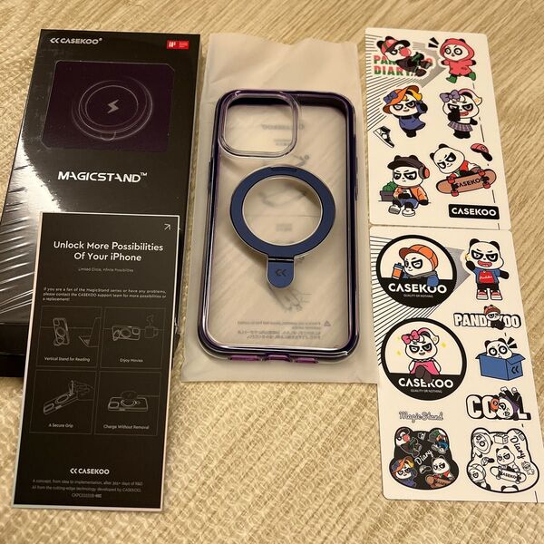 CASEKOO iPhone 15 Pro Max 用 ケース ブルー ステッカー付き
