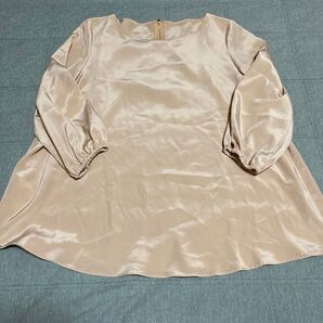 自由区 洗える サテン ブラウス ベージュ 一度着用