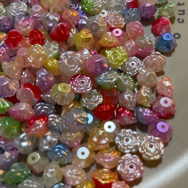 【ミニ薔薇mix】50g(約350個)/アクリルビーズ/花 即日発送
