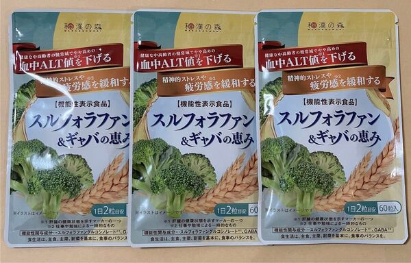 和漢の森 スルフォラファン ギャバの恵み 60粒 肝機能 睡眠サプリ ×3個