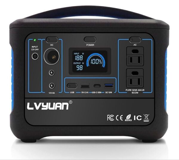 新品 ポータブル電源 600W 500W 153600mAh 568Wh 純正弦波 車中泊 キャンプ 防災グッズ 地震 防災用品
