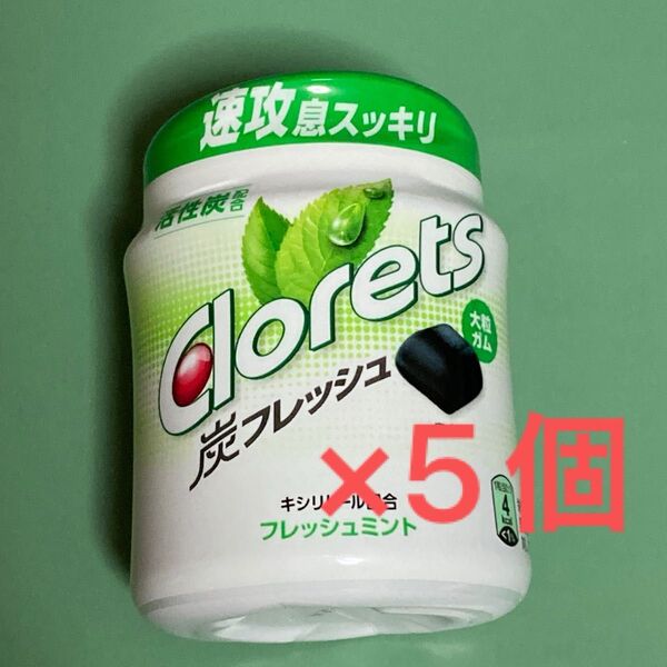 クロレッツ 炭フレッシュ フレッシュミントボトル 5個