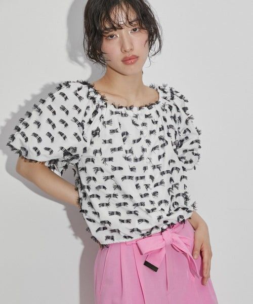 2024年 ADAM ET ROPE' アダムエロペ ジャガードオフショルブラウス 完売品 2way 派手