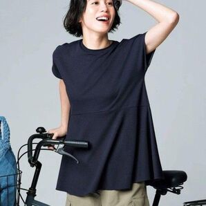 オンワード樫山 UNFILO アンフィーロ BEAUTY FORM ペプラムTシャツ 接触冷感 春夏素材 ウォッシャブル