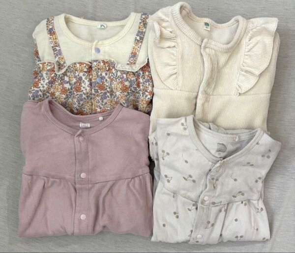 ロンパース 女の子 4枚セット 80cm ベビー服 ベビー 長袖