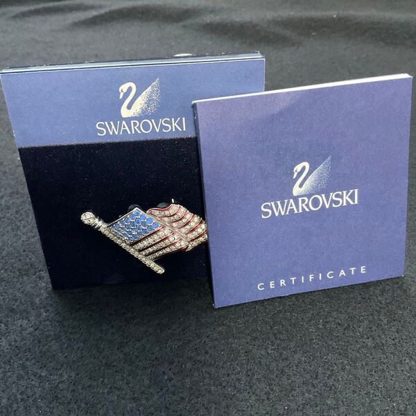 SWAROVSKI スワロフスキー 星条旗(アメリカ国旗)ブローチ 美品
