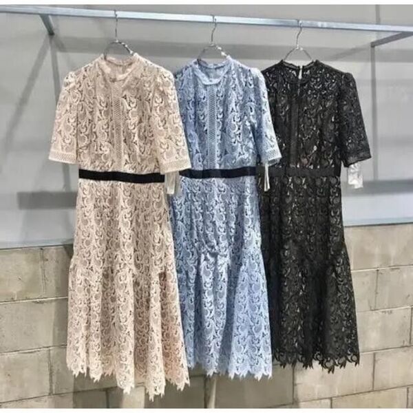 新品タグ付き セルフォード CELFORD リーフレースワンピース 佳子様 結婚式 フラワー ケミカル 総レース ドレス
