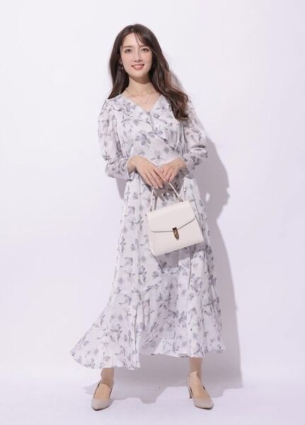 アプワイザーリッシェ フラワーリボンカシュクールプリントワンピース 花柄 今期 2025SS