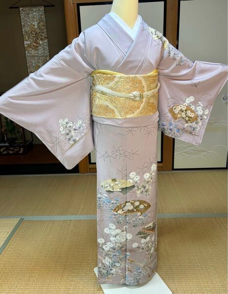 4点フルセット 正絹作家物訪問着 袋帯 帯締め帯揚げ