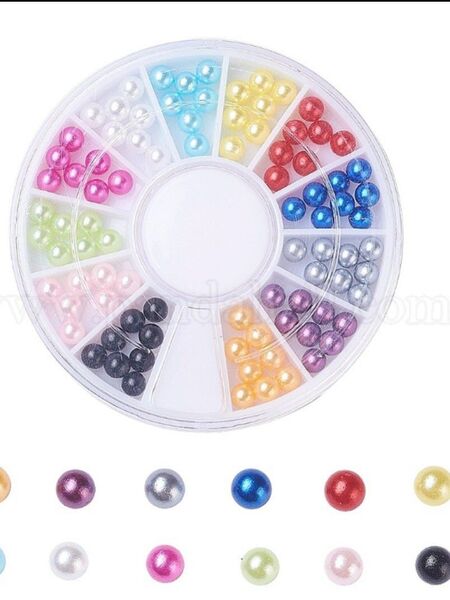 4mm 穴なしパール カラフルMIX ハンドメイドパーツ 84個入り