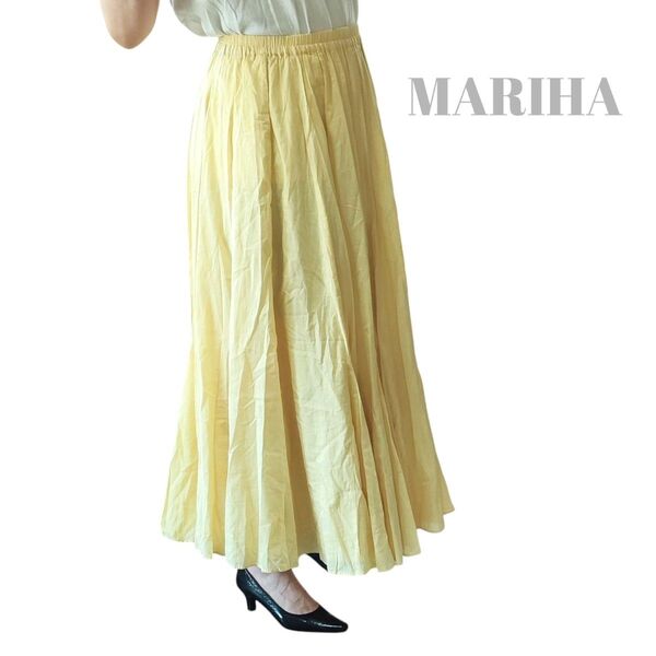【美品】MARIHA☆マリハ☆月影のスカート☆イエロー☆36☆Mサイズ ウエストゴム ロングスカート イージー