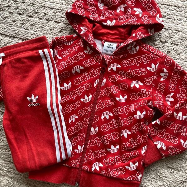 adidas 上下セットアップ ジャージ レッド