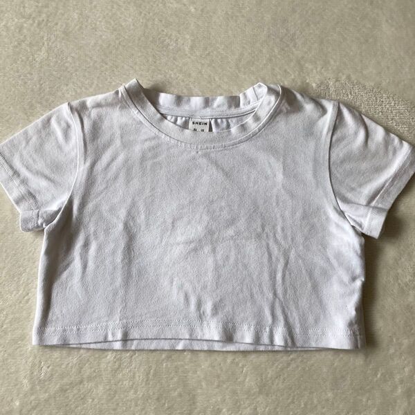 SHEIN 半袖クロップド丈トップス ホワイト 110cm