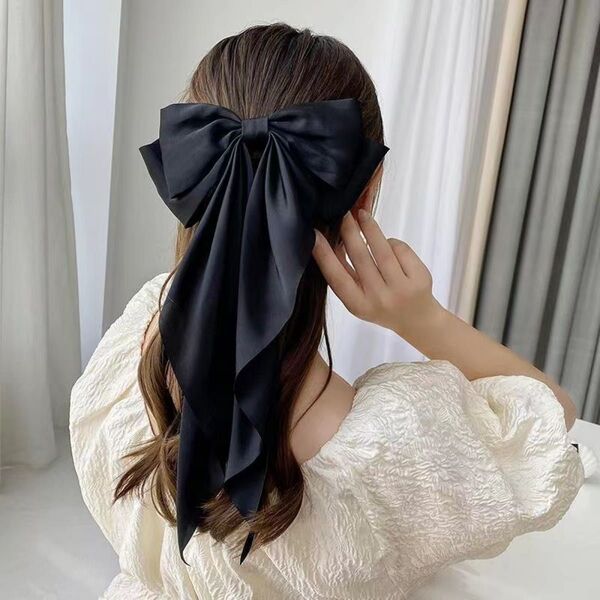 ☆ビッグリボン☆バレッタ☆ヘアアクセ☆髪留め☆おしゃれ☆黒 ブラック