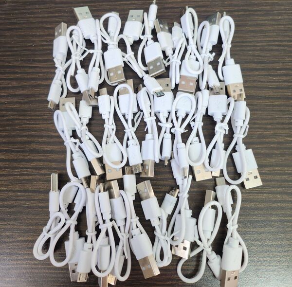 未検品 microUSB ケーブル 短め ジャンク ホワイト まとめ売り 30本