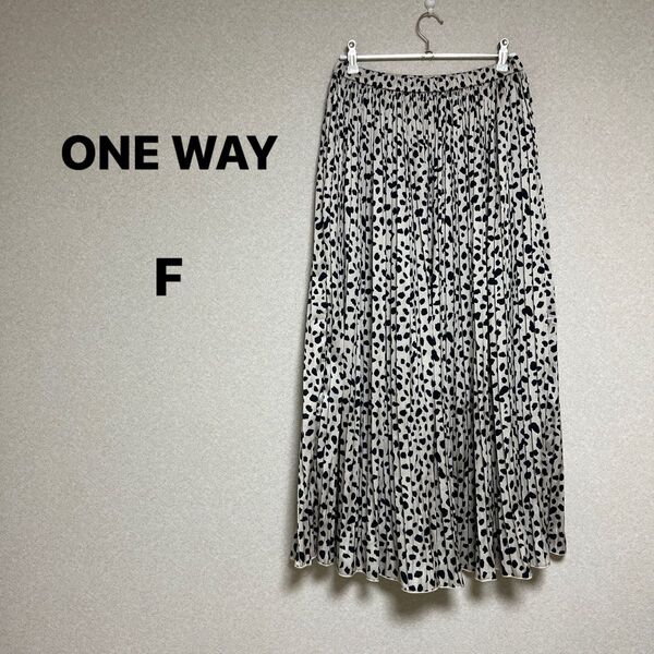 ONE WAY レディース ロング スカート プリーツ 総柄 サイズF 可愛い 人気