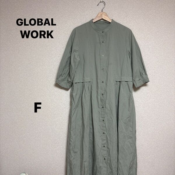 GLOBALWORK レディース ワンピース ブルー系 サイズF ロング 可愛い 人気 春夏 秋