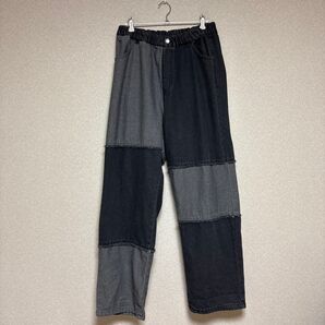 レディース ボトムス パンツ ジーンズ ブラック グレー サイズL