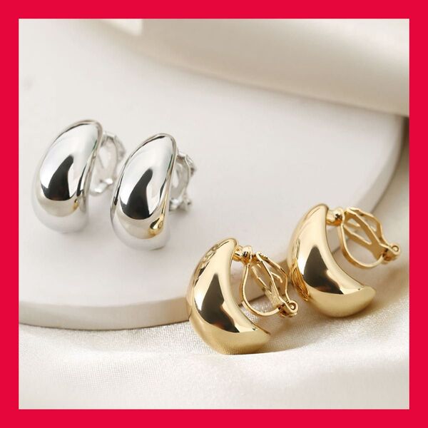 【新品】ビーンズイヤリング ゴールド アクセサリー ノンホールピアス