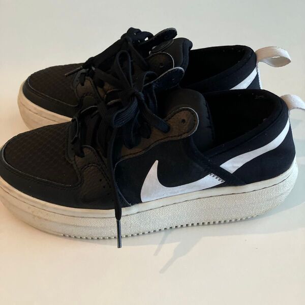 NIKE COURT VISION ATA TXT ナイキウィメンズコートヴィジョンアルタ 厚底スニーカー 24.5cm 黒白中古