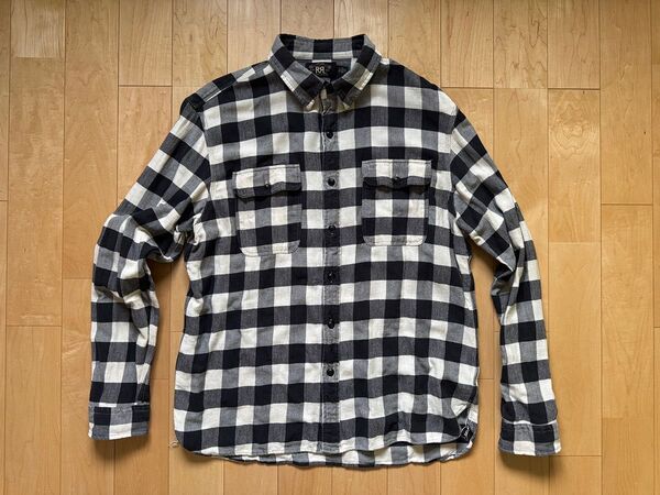 RRL ダブルアールエル チェック 白黒 コットンシャツ ワークシャツ XL