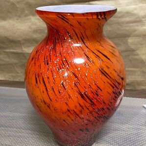 赤 ガラス 花瓶 花入れ 花器 フラワーベース アンティーク レトロ 壺