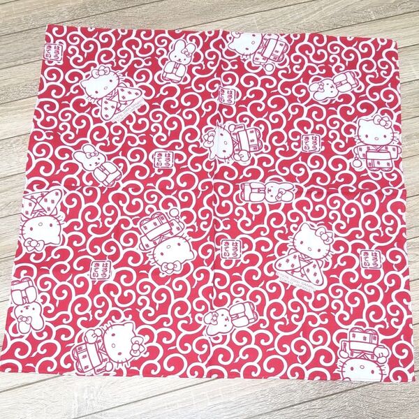 【新品】ハローキティ 和柄手ぬぐい 風呂敷 和風 レッド 送料込み