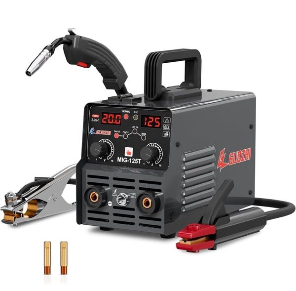 GZ GUOZHI 溶接機 100v 半自動 125A アーク溶接 ノンガスワイヤー溶接 tig溶接 1台3役 MIG-125T