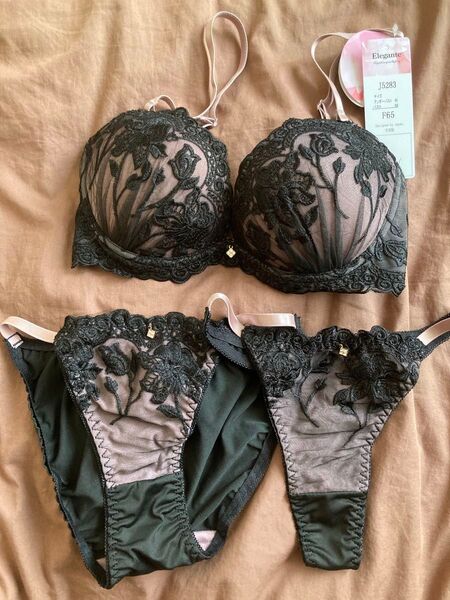 新品 ブラジャー フルバックショーツ Tバック 3点セット F65