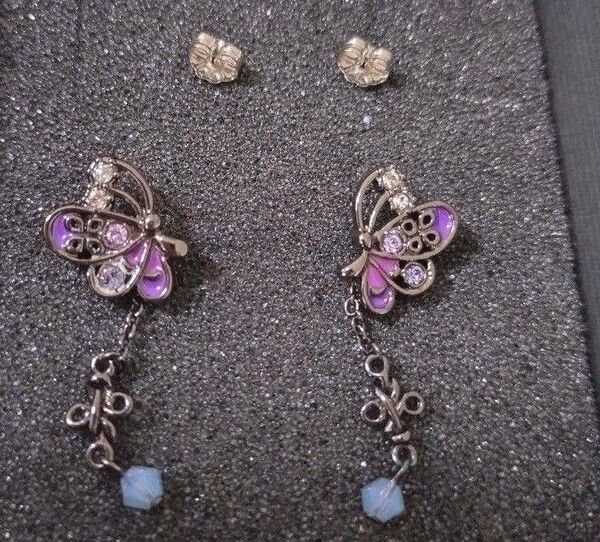 ANNA SUI アナスイ 蝶 ピアス バタフライ パープル 紫 中古品 専用ケース付