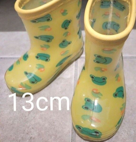 ベビー 子供 長靴 レインブーツ カエル 黄色 イエロー 13cm