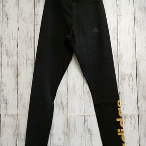 adidas レギンス レディース 黒 ロゴ入りウェアサイズOT