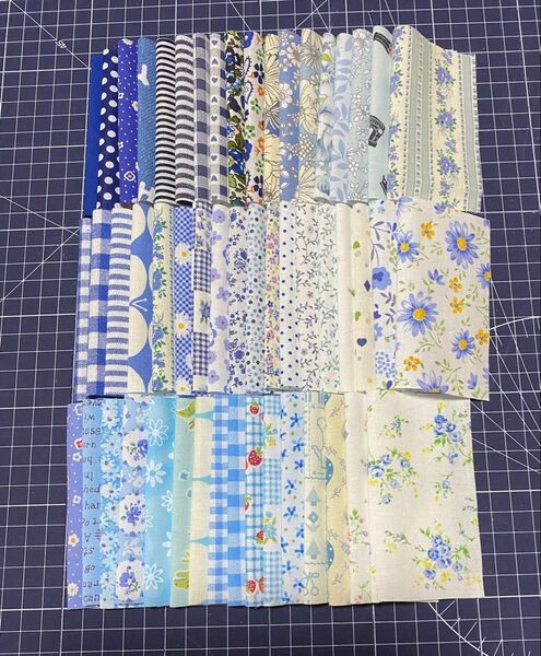青色系のカットクロス 10×10センチ 52枚