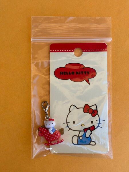 ★激レア★未使用品★もしもしキティ ファスナーマスコット 根付け 木馬 馬★KT 2008年 赤白 水玉 キーホルダー サンリオ