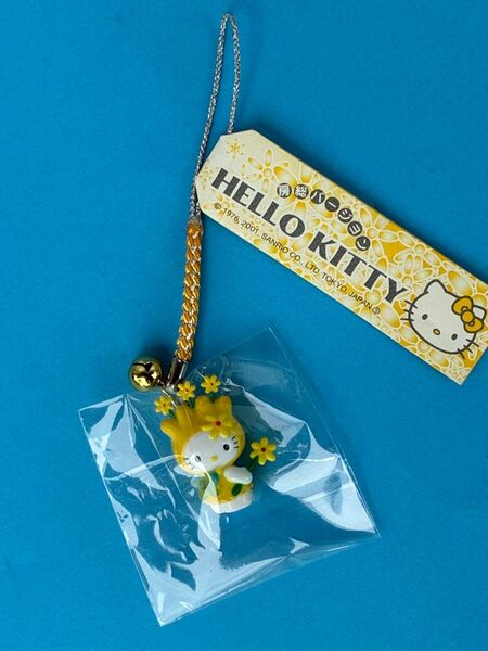 ★レア★未使用品★千葉 房総バージョン 菜の花 妖精 ストラップ 根付け★ご当地キティ ハローキティ フェアリー★鈴 金色 希少