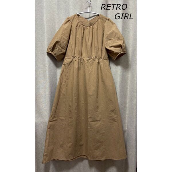 RETRO GIRL レトロガール バックデザインランタンスリーブワンピース