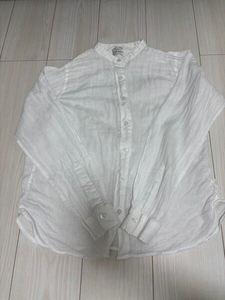 【無印良品】リネン洗いざらしスタンドカラーシャツ 白