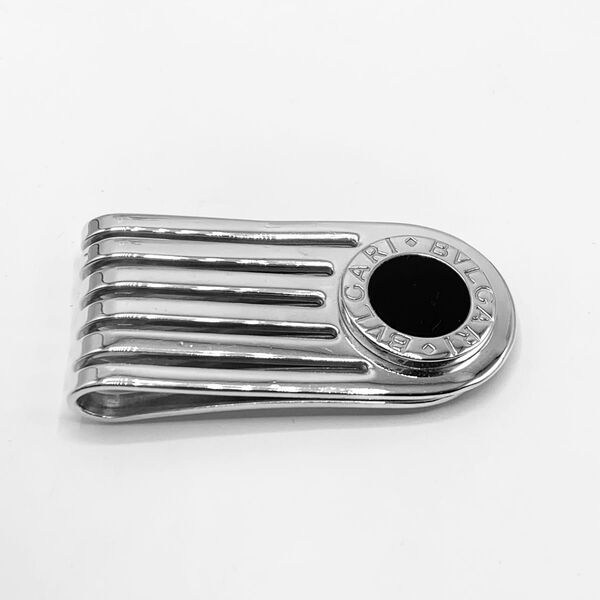【美品】BVLGARI ブルガリ マネークリップ 925 オニキス 天然石