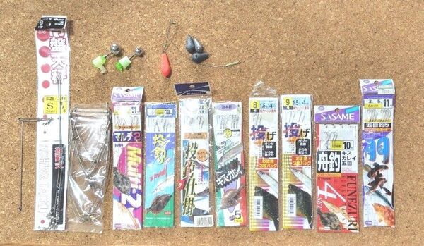 キス投げ釣り 五目船胴付仕掛け五目投げ釣り仕掛けセット 未使用品 ユーズド品