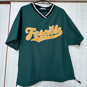 element 半袖Tシャツ グリーン Vネック ロゴ入り
