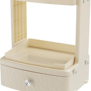 収納棚 小物入れ トレー付き 引き出し付き ベージュ系
